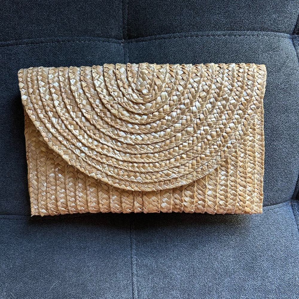 Woven Tan Clutch Bag
